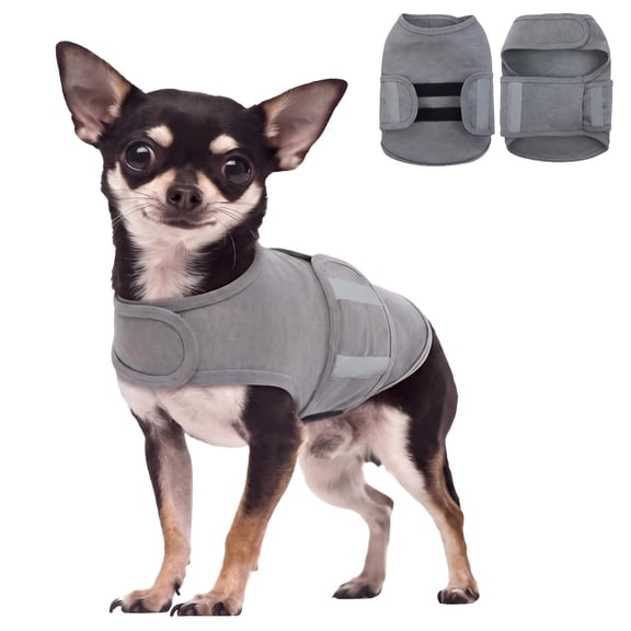 IDOMIK Dog Anxiety Jacket Adjustable Dog Calming Vest for Fireworks Travel Separation Dog Anxiety Relief Shirt for Small Dogs(Gray XS)