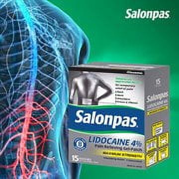 2 PACK | Salonpas LIDOCAINE 4% Pain Relieving Gel-Patch, 15 Gel-Patches
