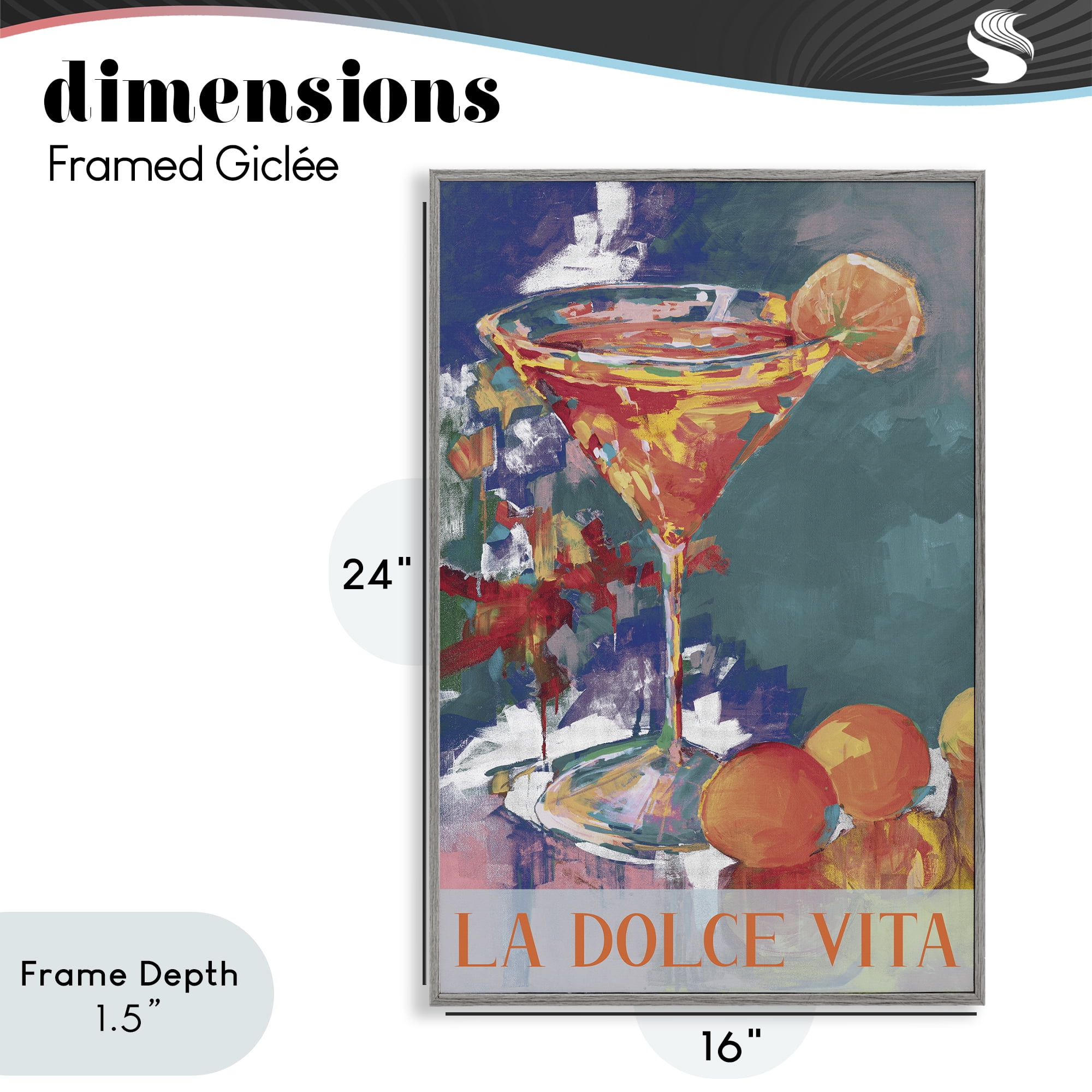 Stupell Industries Citrus Cocktail on Blue Gray Framed Giclee Art, design by Jane Slivka