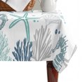 thumbnail image 4 of Teal Blue Coastal Table Cloth Waterproof Tablecloths, Summer Beach Coral Shell Ocean Tablecloth Dining Table Cover for Kitchen Party Tabletop Outdoor, Rectangle Tablecloth 60x84 Inch, 4 of 9