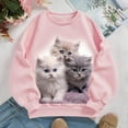 thumbnail image 2 of FINALGANG Girls Casual Sweatshirt Kids Cute Cat Print Comfortable Pullover Long Sleeve Crewneck Loose Fit Top For Daily Wear Casual Outings Stylish Top, 2 of 3