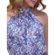 thumbnail image 5 of Vestido bohemio floral INSPIRE CHIC para el verano de mujeres, vestido sin mangas con cuello halter y cinturón M Azul Púrpura, 5 of 6