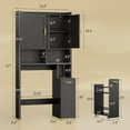 thumbnail image 5 of Over The Toilet Storage Cabinet with Pulley, Bathroom Storage Cabinet, with Adjustable Shelf and Open Shelf for Bathroom, Restroom, Laundry, Black, 5 of 8