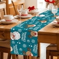 thumbnail image 5 of Christmas Santa Claus Table Runner 72 Inches, Cartoon Xmas Elk Snowflakes Blue Bed Runner Dresser Scarves Tabletop for Indoor Outdoor Parties/Ceremony/Banquet, 13" x 72", 5 of 8