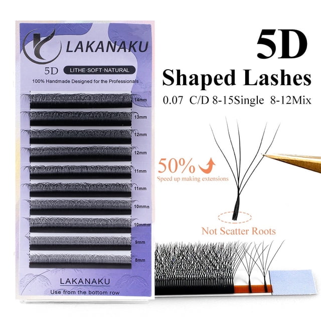 LAKANAKU Pestañas 5D C/D/DD Forma Extendida Rollo Falso De Gao Jiahui unisex
