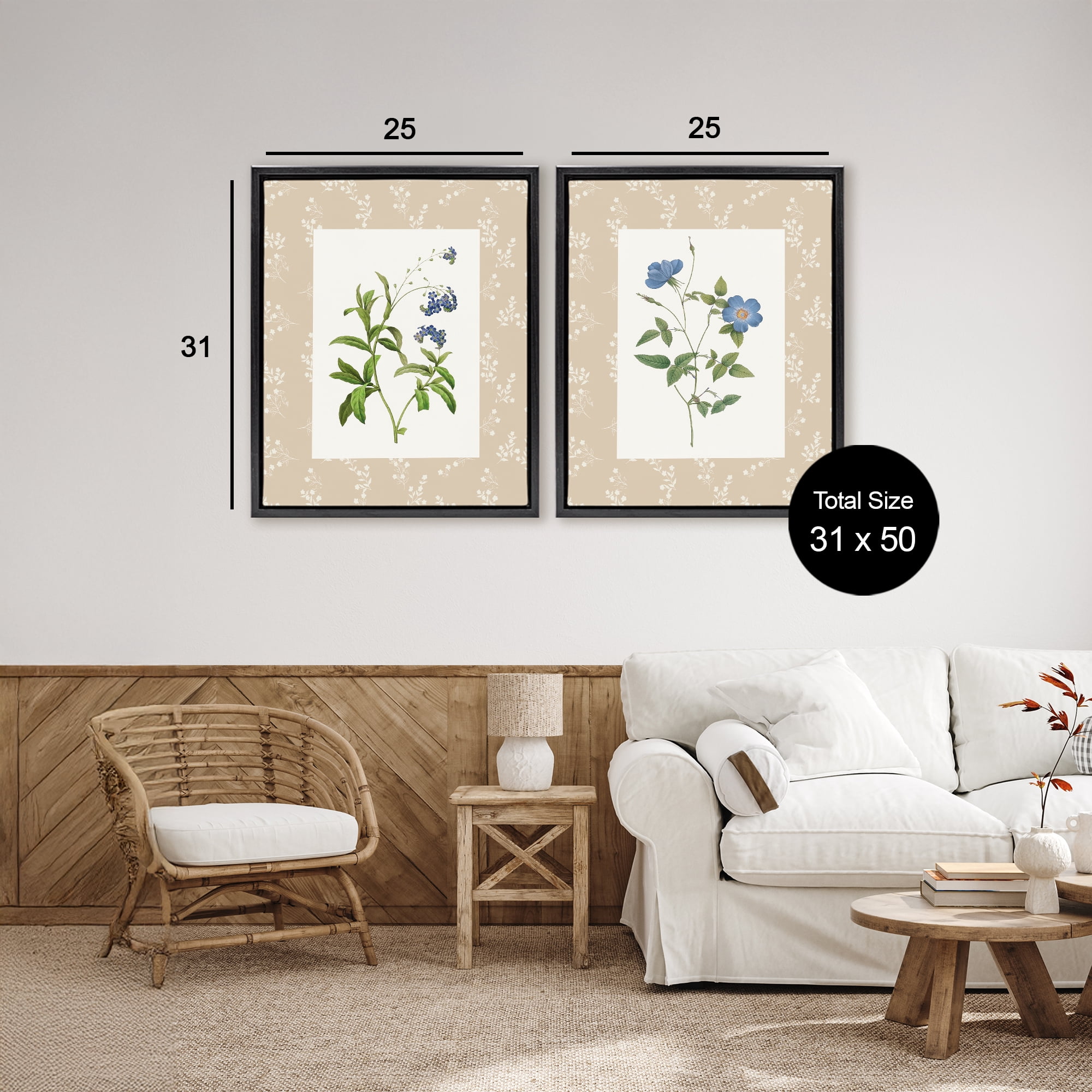 Stupell Industries Herbs on Beige Botanicals 2 Piece Black Framed Floater Canvas Set, design by Val Rhodes
