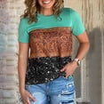 thumbnail image 2 of Pompotops Chemise Ethnique pour Femmes à Imprimé Léopard Manches Courtes T-Shirt Blouse Tops, 2 of 8