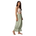 thumbnail image 6 of Women Linen Lace Trim Long Bloomers Pants Ruffle Victorian Vintage Pantaloons Summer Beach Travel Vacation Pants Light Green M, 6 of 6