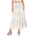 thumbnail image 2 of GEWSEY Womens Maxi Skirt Summer Boho Long Flowy Elastic High Waist A-Line Tiered Skirts 2026 Casual Beach Vacation Clothes (White, L), 2 of 9