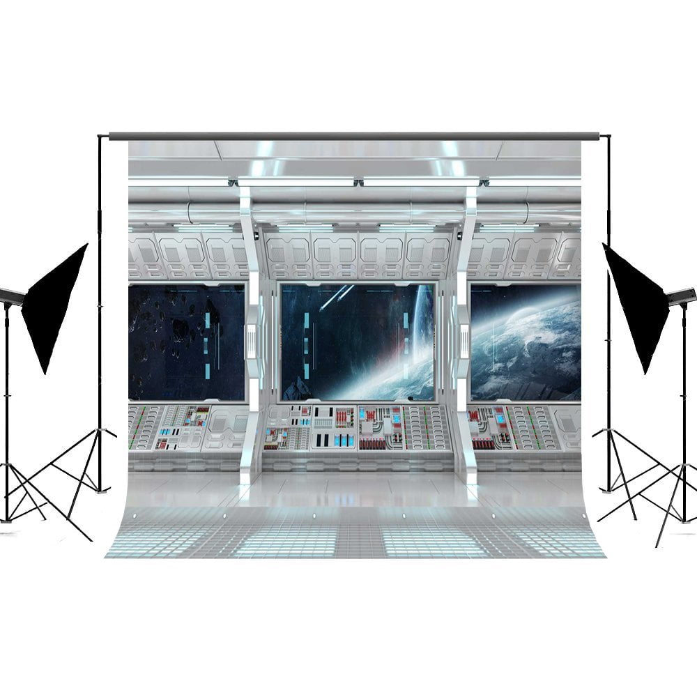 YUSDECOR 7x5ft Space Ship Earth Children Like Play Party Happy Time Newborn Backdrop Model Shooting Background