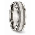 thumbnail image 4 of Titanium/Ss Titanium Polished With Sterling Silver Inlay Stone Finish Center Grooved Band (Size 11) Made In China tb83-11, 4 of 4