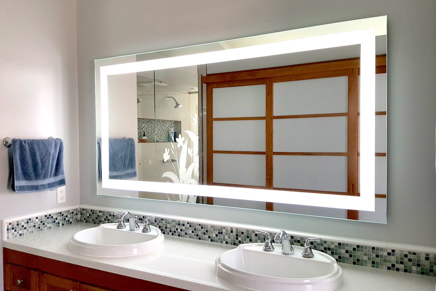 40 Tall Wall Mounted Vanity Mirrors, Led Bathroom Mirror 60 X 40