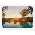 thumbnail image 1 of Hawaiian Bath Mat, Home with Swimming Pool at Sunset Tropics Palms Private Villa Resort Scenic View, Non-Slip Plush Mat Bathroom Kitchen Laundry Room Decor, 29.5 X 17.5 Inches, Orange Teal, Ambesonne, 1 of 2