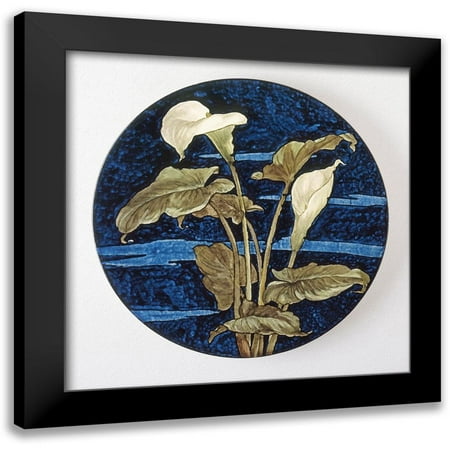 Unknown 19th Century American Artisan 12x12 Black Modern Framed Museum Art Print Titled - Charger - Calla Lily Pattern