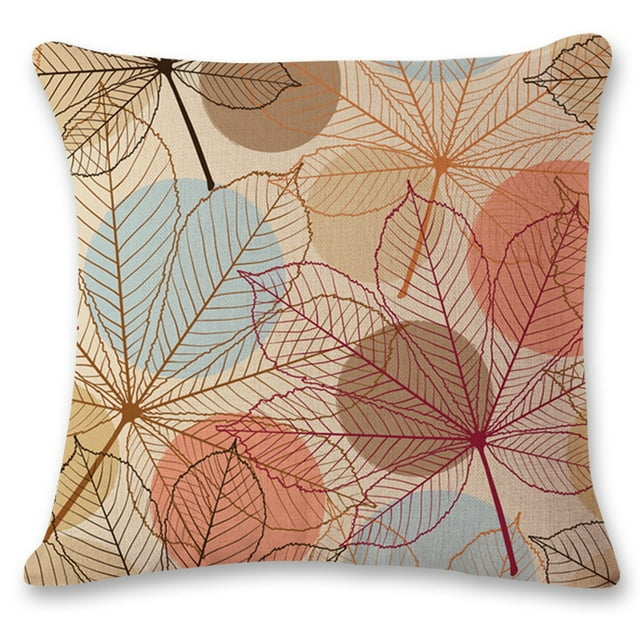 Set of 1 Rustic Farmhouse Leaves Decor Linen Throw Pillow Cases Sofa Couch Chair Decorative Cushion Covers 18"x18" / 45x45cm Insert Not Included Style 4