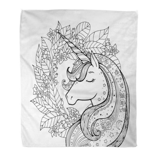 Download Kdagr Throw Blanket 58x80 Inches Unicorn Magical Black And White Coloring Book Pages For Adults And Kids Funny Character Warm Flannel Soft Blanket For Couch Sofa Bed Walmart Com Walmart Com