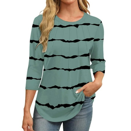 FUELEGO Deal Of The Day Lightning Deals 3/4 Length Sleeve Womens Tops Corset Tops for Women Crew Neck Tops for Women Womens Workout Tops Short Sleeve Shirts for Women Summer Tops for Women