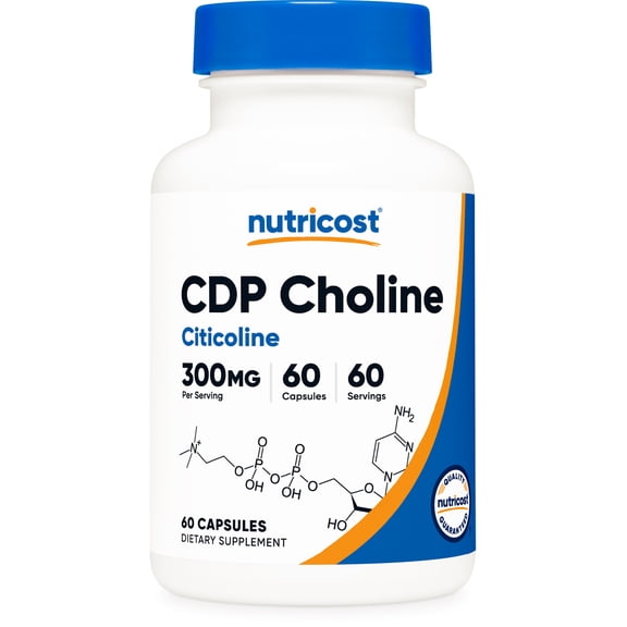 Nutricost CDP Choline, Citicoline, 300mg, 60 Vegetarian Capsules - Non-GMO Supplement