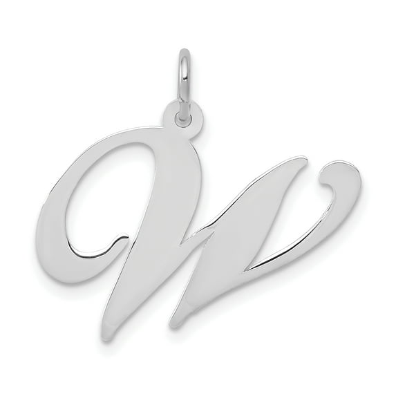 Beautiful 14k White Gold Large Fancy Script Initial W Charm