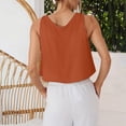 thumbnail image 4 of Ulitacool Tank Tops For Womens Linen Sleeveless Tank Top Summer Breathableloose Fit V Neck Blouse Tunic Shirt Fashionable Daily Wear Xl Orange, 4 of 7
