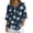 Blue Floral Print, variant on Cherry Blossom Half Sleeve Shirt Blouse, Loose Fit Button Down Women's Three-Quarter Sleeve Pullover for Vacation Spring Daily Wear, Size Medium