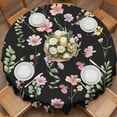 thumbnail image 2 of Spring Summer Flower Round Tablecloth 54 inches Eucalyptus Leaves Countryside Black Waterproof Oil-Proof Table Cloth Round Table Cover for Holiday Party Picnic Dinner Decor Indoor and Outdoor Use, 2 of 9