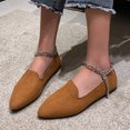 thumbnail image 2 of NOKIO Women'S Suede Loafers Women'S Pointed Toe Flats Ladies Summer Fashion Casual Solid Color Light Mouth Single Shoes Breathable Large Size Going Out Retro Casual Shoes, 2 of 5