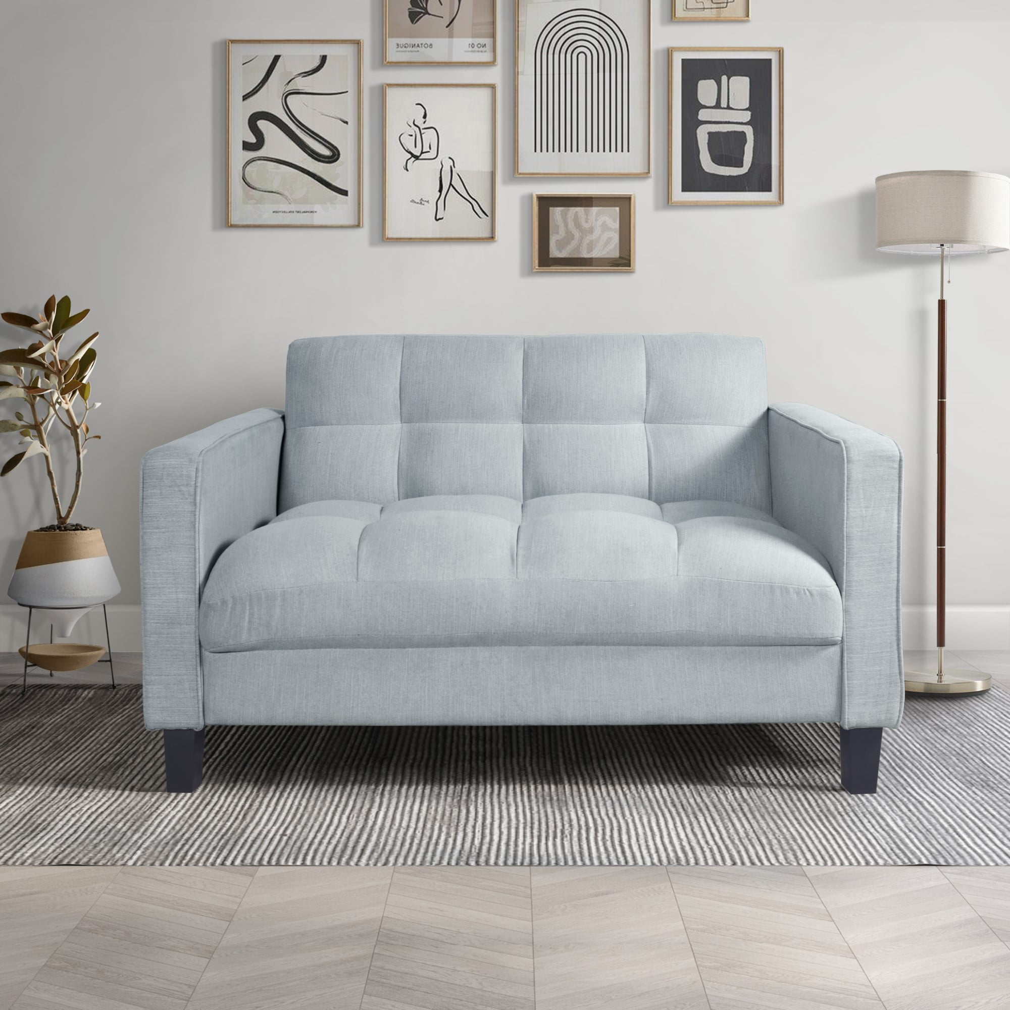 Home Design Vernal 2-Piece Upholstered Square Arm Living Room Furniture Set with Loveseat and Sofa, Delift