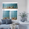 thumbnail image 2 of Kitchen Window Curtains Valance and Tier Set, Summer Ocean Starfish on Blue Rod Pocket Tier Curtains and Valance 3 Piece Set, Vintage Wood Board Window Treatment for Bedroom Living Room, 2 of 9