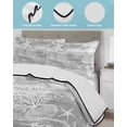thumbnail image 3 of Quilt King Size Bedding Set, Grey Coastal Reversible Summer Quilt 3 Pieces, Summer Ocean Sea Waves Starfish Corals Lightweight Bedspreads Coverlets with 2 Pillow Shams for All Seasons, 3 of 5