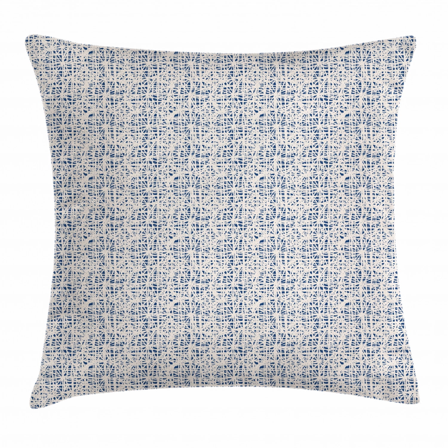 Tie Dye Throw Pillow Cushion Cover Watercolor Style Hand Drawn Grid Pattern Hippie Asian Folk Batik Design Decorative Square Accent Pillow Case 16 X 16 Inches Navy Blue And Beige By Ambesonne