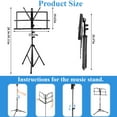 thumbnail image 3 of cyrico Folding Sheet Music Stand, 2 in 1 Dual-Use Adjustable Portable Music Book Stand for Sheet Music with Carrying Bag and Sheet Clip, Metal Music Stand for Guitar, Violin, Ukulele Players (Black), 3 of 7