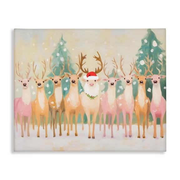 Stupell Industries Traditional Pastel Santa's Reindeer Canvas Art, 20 x 16, by Arlington Prints