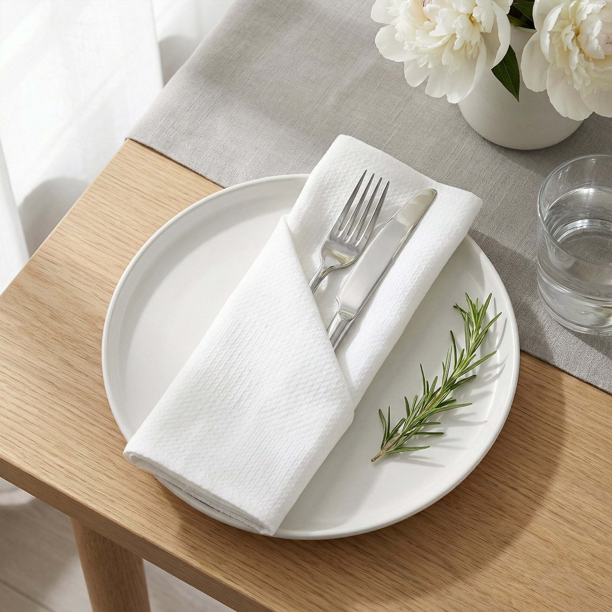 Unique Bargains 6Pcs Washable Dining Events Cloth Napkins White 17x17inch