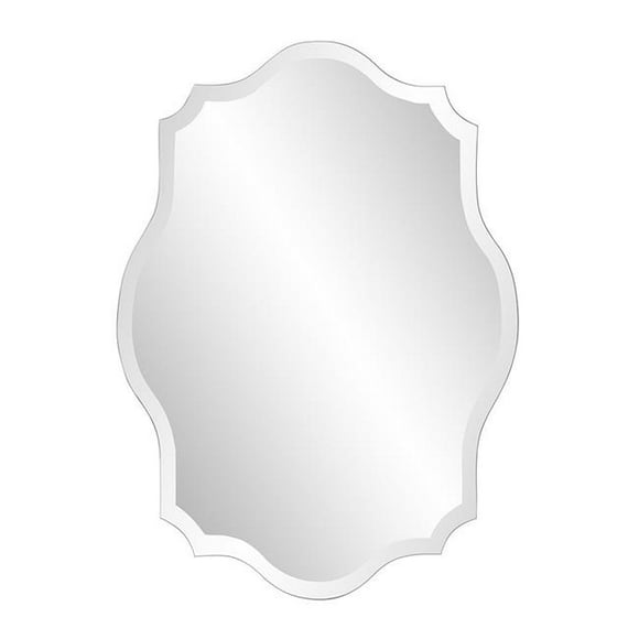 HomeRoots 383713 Minimalist Rectangle Mirror with Scalloped Corners & Curved Edges