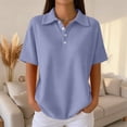 thumbnail image 2 of Nestiefly Women Polo Shirts Short Sleeve Button Down Collared Golf Tee Business Casual Summer Work Tops Athletic Tennis Shirts Light Purple M, 2 of 7
