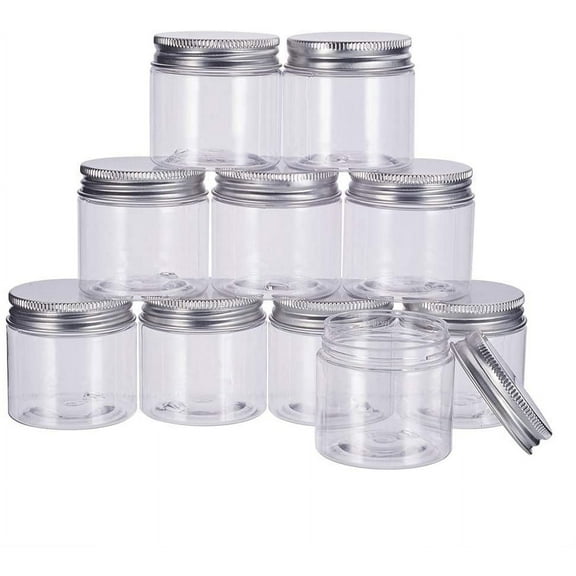 20 Pack 1 Oz(30ml) Plastic Round Jars Clear Jars Containers with Aluminum Screw Lids for beauty products household items or small crafts Clear 1set