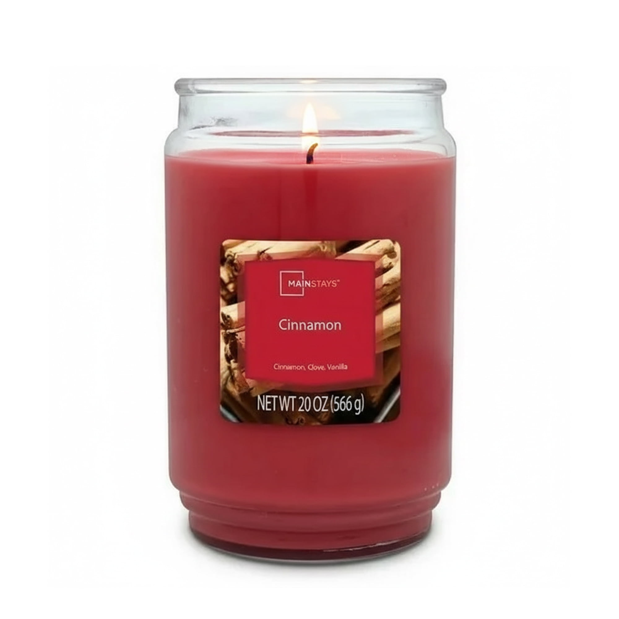 Mainstays Cinnamon Scented Jar Candle, 20 oz Large Glass, Single