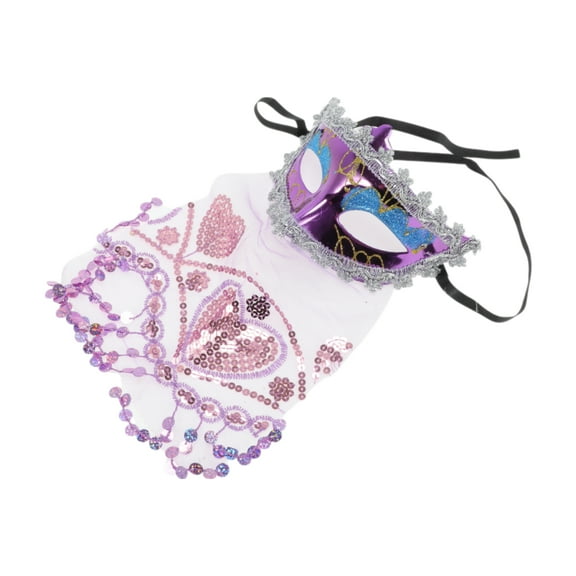 Unique Bargains 1 Pc Veiled Half Face Party Mask for Masquerade Party Purple