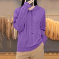 thumbnail image 4 of ShomPort Casual Sweaters for Womens Drawstring Long Sleeve Hooded Textured Tops Lightweight Going Out Solid Color Cozy Soft Blouses, 4 of 6