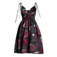 thumbnail image 3 of Bintarealwax Womens Tie Strap Dress Summer African Print Ankara Sleeveless Smocked A Line Swing Mini Dress, 3 of 4