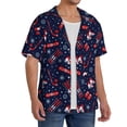 thumbnail image 2 of KLL Winter Sports Fun Pattern Print Men's Shirt Short Sleeve Button Down Summer Cuba Beach Shirts- Medium, 2 of 5