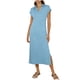 thumbnail image 3 of TaTaai Women's Short Sleeve Midi Dress Solid Color Lapel Collar Casual Dress with Side Slit Lightweight Stretchy Polyester Blend Gift, 3 of 7