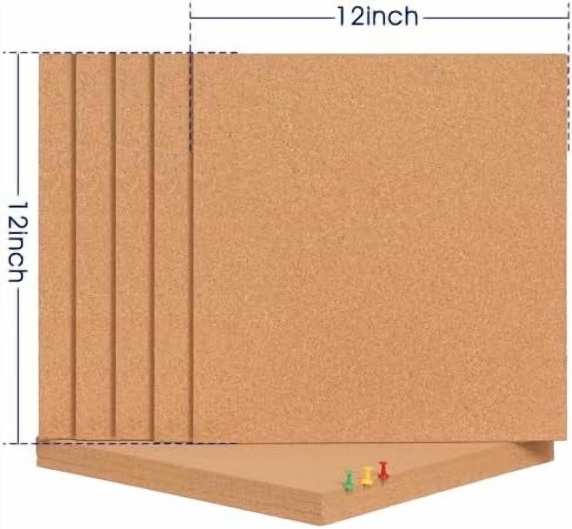 Square Cork Bulletin Board Tiles - Tekola 8Pack Extra Thick 12x12 Inches Cork Board Tiles for Wall for Home Office Decor, Cork Sheet,School Message Board and Decorative Display Boards