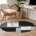 thumbnail image 4 of Round Rugs 4Ft, Black Grey Round Area Rug Washable Indoor Throw Carpet, Modern Abstract Art Geometric Soft Non Slip Circle Rug for Kitchen Nursery Room Home Decor Aesthetic, 4 of 8