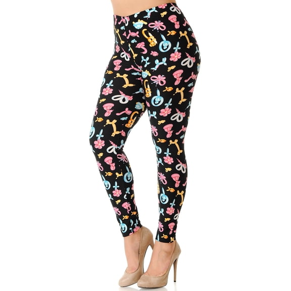 Buttery Soft Animal Balloon Plus Size Leggings - 3X-5X (One Size Plus,Pink)