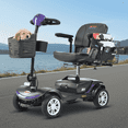 thumbnail image 2 of 4 Wheel Mobility Scooter, Foldable Lightweight Electric Wheelchair with LED Lights,360° Swivel Seat, Portable Power Mobile,300 lbs Max with Charger & Basket for Adult & Elderly– Purple, 2 of 9