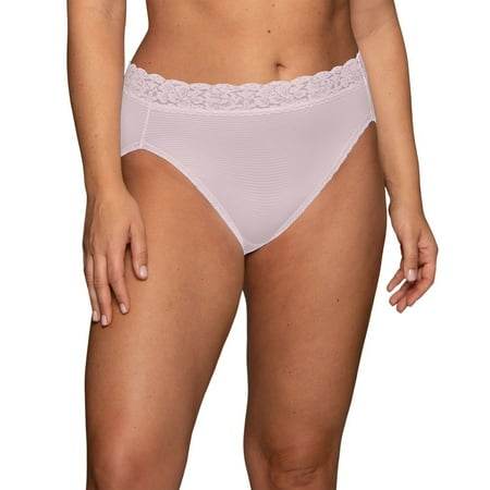 Women s Vanity Fair Lingerie® Flattering Lace Hi-Cut Panty 13280 Color: Soft Violet Stripe Size: 6