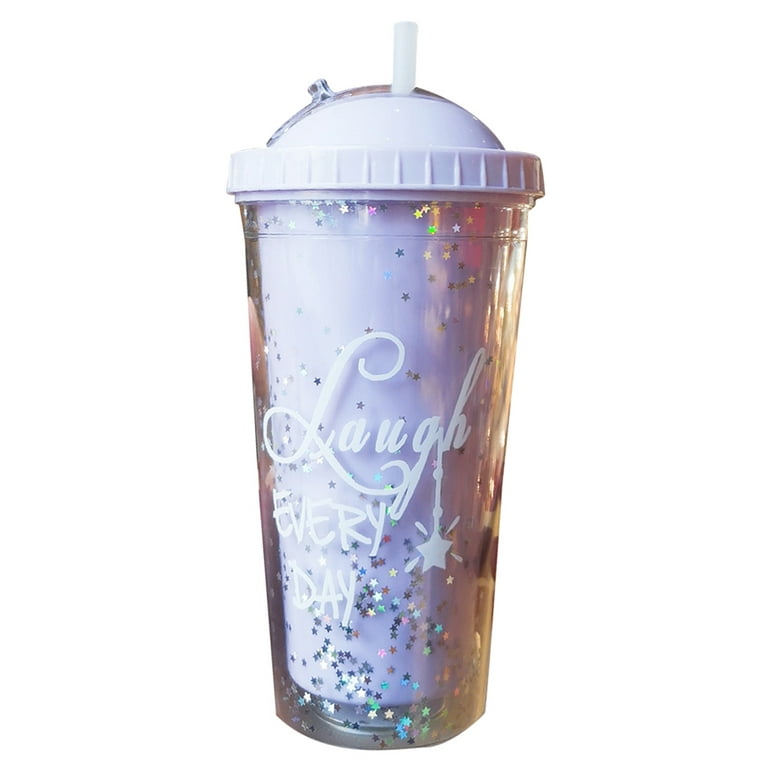 Wholesale Unicorn Straw Water Bottle Double-Layer Plastic Cup