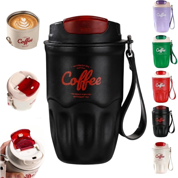 Coffee Vacuum Flask 12oz Portable Coffee Cup with Lid Handle, 316 Stainless Steel Insulated Travel Mug for Hot Cold Drinks